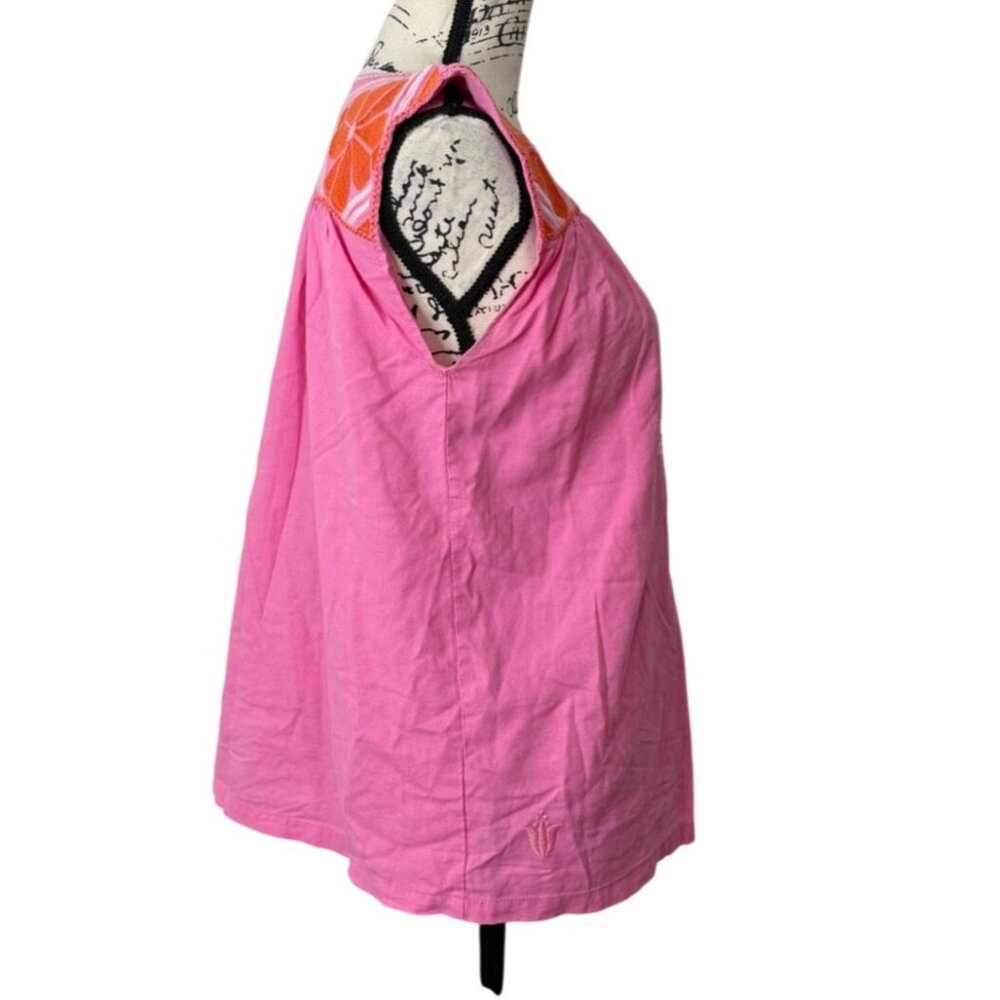 J. Marie Women XS Ember Top Pink Embroidered Peasant Blouse Boho Cotton Oversize - Picture 3 of 8